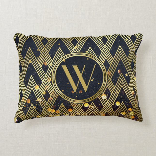 Coussins Décoratifs Monogramme Motif géométrique Art Déco (Devant)