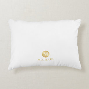 Coussins Décoratifs Monogramme Personnalisé Blanc et Or Luxueux
