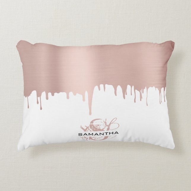 Coussins Décoratifs Monogramme Rose tendance Pink Gold (Devant)
