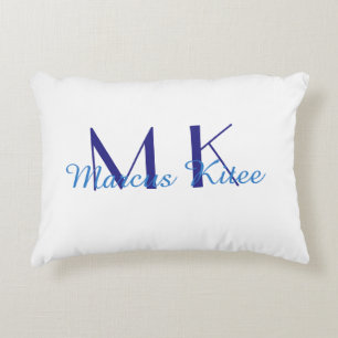 Coussins Décoratifs monogramme simple minimaliste nom personnalisé ble