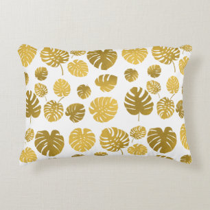 Coussins Décoratifs Monstère d'or moderne Feuille Tropical Motif