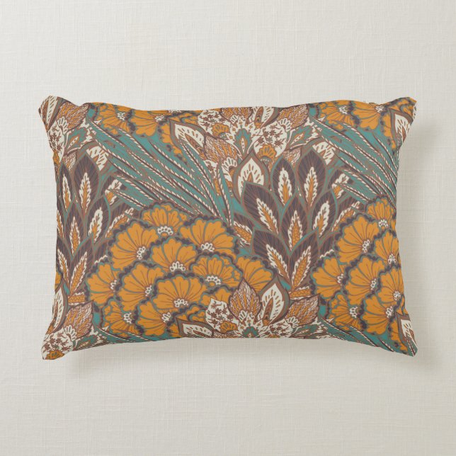 Coussins Décoratifs Motif abstrait de plume de paon (Devant)