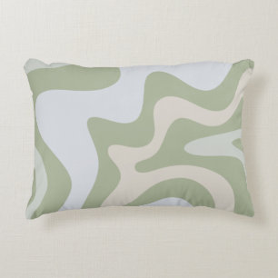 Coussins Décoratifs Motif Abstrait Retro Liquid Swirl à Sage Green