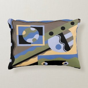 Coussins Décoratifs Motif Art Déco Vintage Jazz Cubisme Pochoir