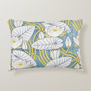 Coussins Décoratifs Motif Art Nouveau de nénuphar vert sauge