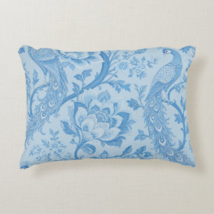 Coussins Décoratifs Motif bleu paon pâle persan de luxe