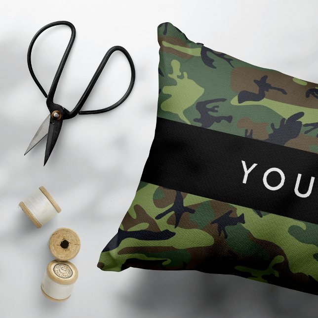 Coussins Décoratifs Motif Camouflage Vert, Votre nom, Personnaliser (Créateur téléchargé)