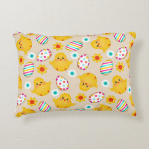 Coussins Décoratifs Motif coloré d'oeufs et de poussins de pâques