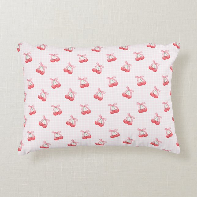 Coussins Décoratifs Motif Coquette Cherries Bow (Devant)