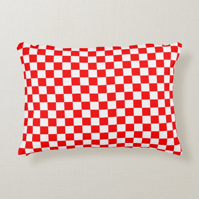 Coussins Décoratifs Motif croate moderne rouge blanc À damiers (Devant)