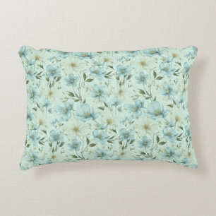 Coussins Décoratifs Motif damassé fleuri de style vintage bleu