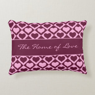 Coussins Décoratifs Motif damier cœur personnalisé Bordeaux Rose -