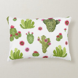 Coussins Décoratifs Motif de cactus vert peint à la main