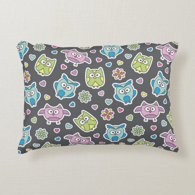 Coussins Décoratifs motif de chouettes de dessins animés (Devant)