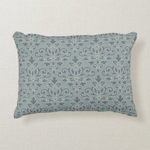Coussins Décoratifs Motif de défilement Damas (contour) Crème bleu Tur