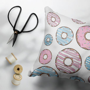 Coussins Décoratifs Motif De Donuts, Donuts Roses, Donuts Bleus