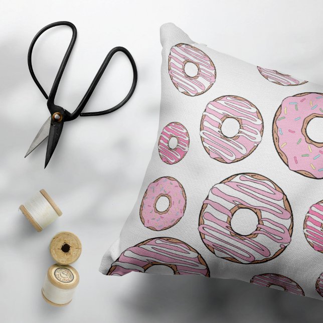 Coussins Décoratifs Motif De Donuts, Donuts Roses, Saupoudrages (Créateur téléchargé)