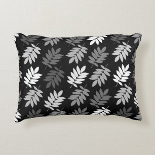 Coussins Décoratifs Motif de feuille aînée noir blanc gris