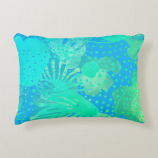 Coussins Décoratifs Motif de feuilles tropicales bleu turquoise