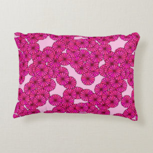 Coussins Décoratifs Motif de fleurs Art Déco - magenta sur rose