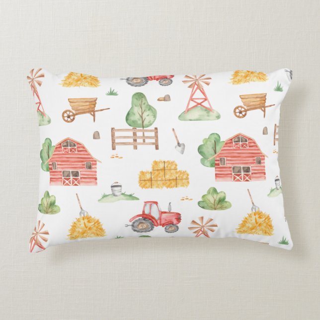 Coussins Décoratifs Motif de gentil fermier avec enfants mignons et pr (Devant)