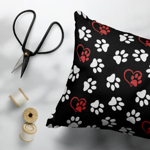 Coussins Décoratifs Motif de pattes, pattes blanches, pattes rouges, c