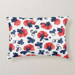 Coussins Décoratifs Motif de pépites d'aquarelle - Rouge, Bleu et Blan