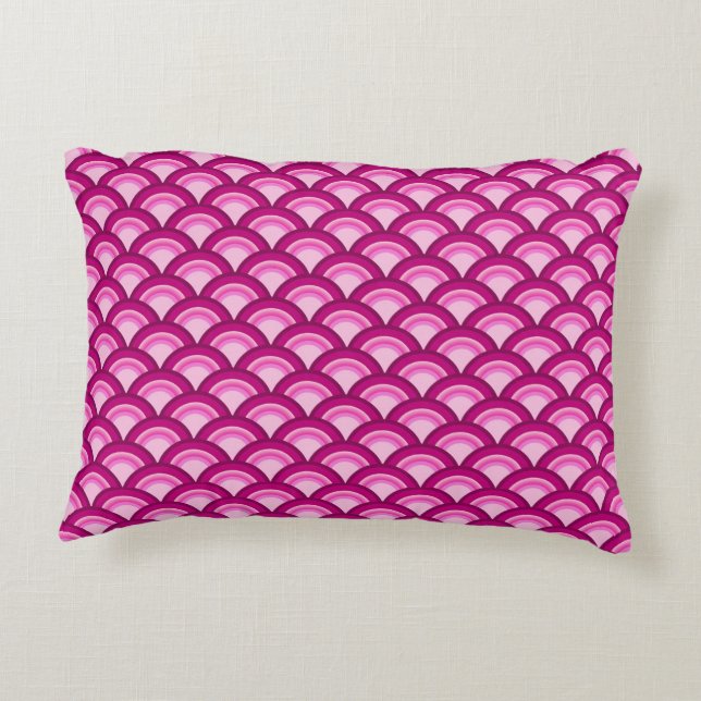Coussins Décoratifs Motif de vague Art Déco - magenta et rose (Dos)