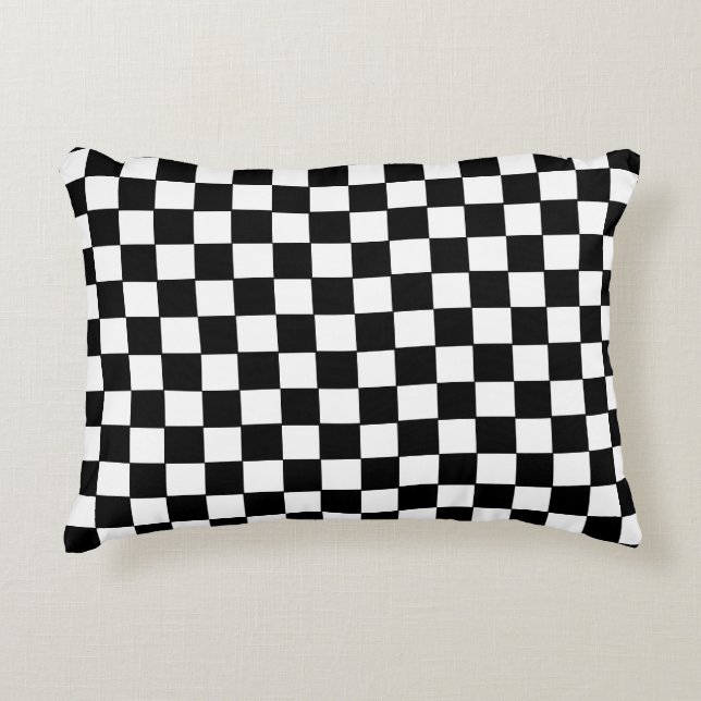 Coussins Décoratifs Motif en damier noir et blanc (Devant)