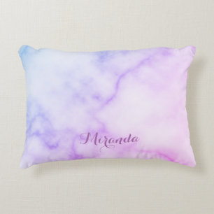 Coussins Décoratifs Motif en marbre arc-en-ciel avec nom personnalisé