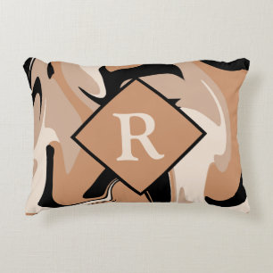 Coussins Décoratifs Motif en marbre noir Brown monogramme