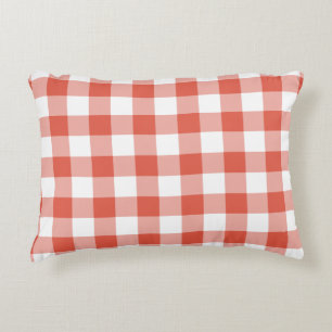 Coussins Décoratifs Motif En vichy orange et blanc