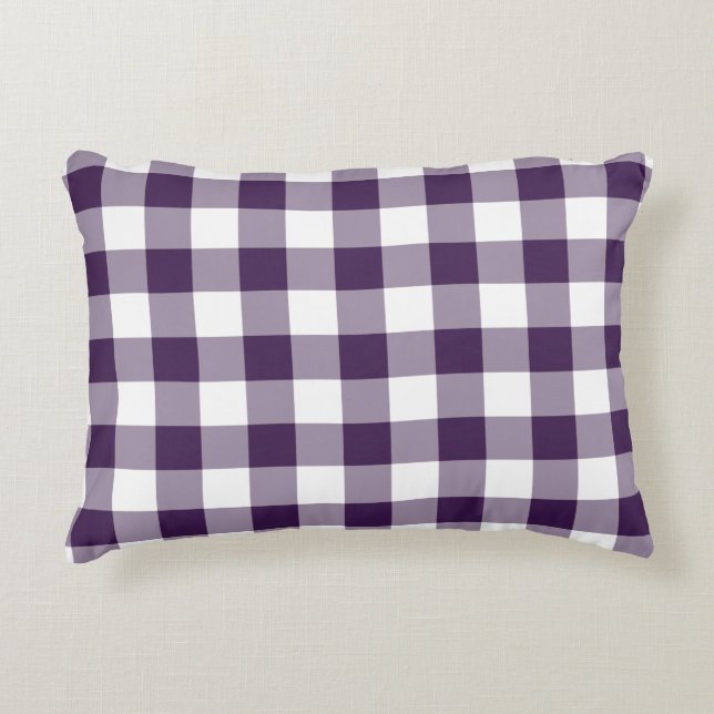 Coussins Décoratifs Motif En vichy violet et blanc (Devant)