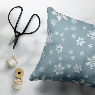 Coussins Décoratifs Motif Flocon de Neige, Flocons Blancs, Neige, Gris