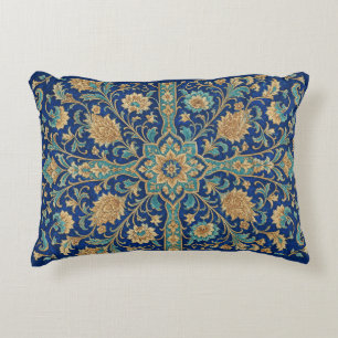 Coussins Décoratifs Motif floral arabesque persan bleu royal 