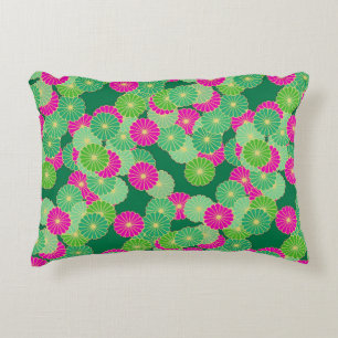 Coussins Décoratifs Motif floral Art déco - nuances de vert, fuchsia