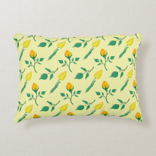 Coussins Décoratifs Motif floral avec rose jaune et fleurs de tulipe