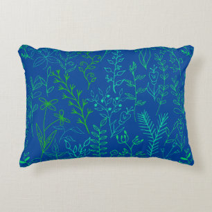 Coussins Décoratifs Motif floral classique Couleur verte A02.b Bleu BG