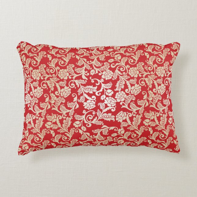 Coussins Décoratifs Motif floral d'arrière - plan de damassé (Devant)