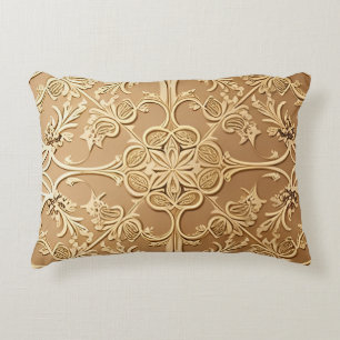 Coussins Décoratifs Motif Floral Ornemental Doré Élégant