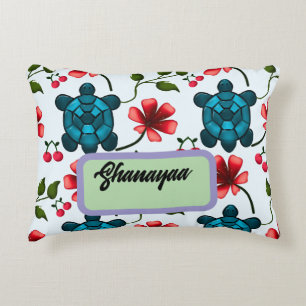 Coussins Décoratifs Motif floral personnalisé de tortue tropicale ceri