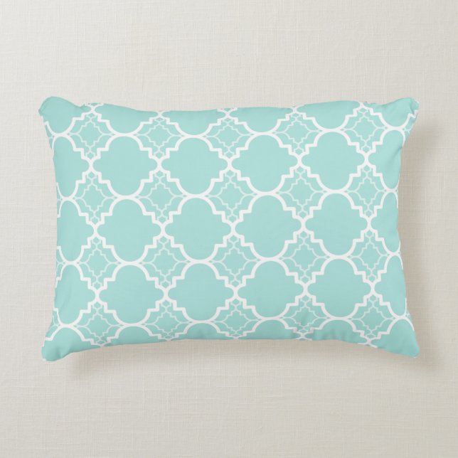 Coussins Décoratifs Motif géométrique bleu de Quatrefoil d'Aqua (Devant)