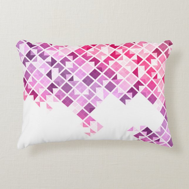 Coussins Décoratifs Motif géométrique de pourpre, rose et blanc (Devant)