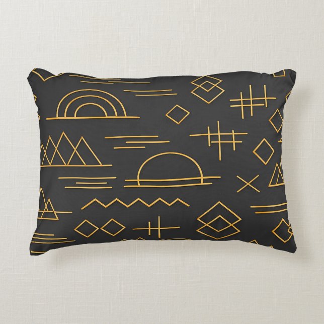 Coussins Décoratifs Motif géométrique doré en relief 3D luxueux  (Devant)