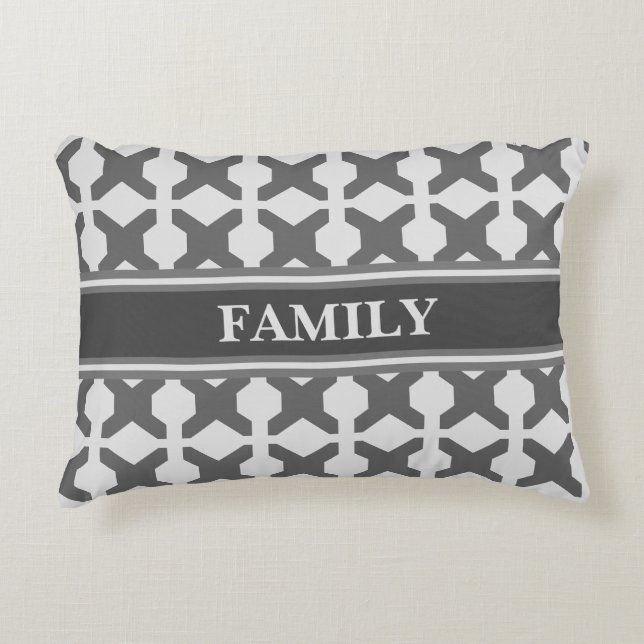 Coussins Décoratifs Motif géométrique gris et argent (Devant)