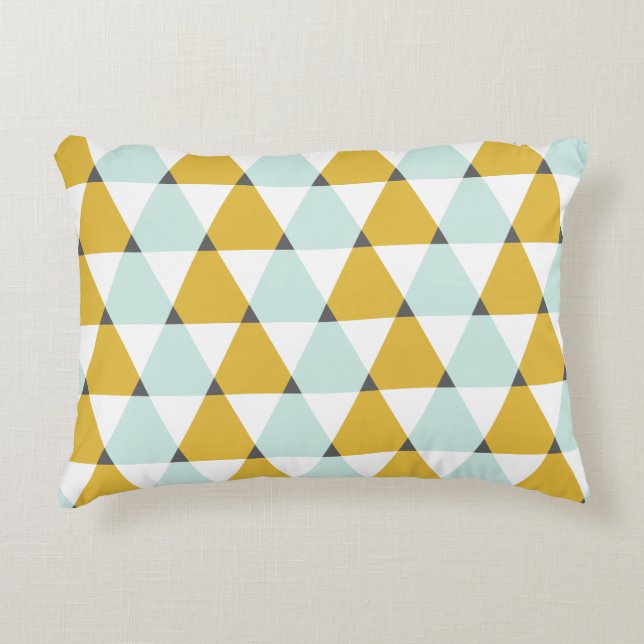 Coussins Décoratifs Motif géométrique moderne Mint Jaune Triangles (Devant)