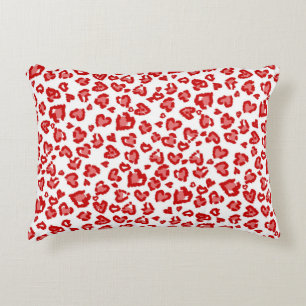 Coussins Décoratifs Motif léopard de coeur en rouge et blanc