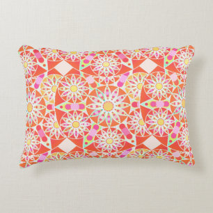 Coussins Décoratifs Motif mandala, rouge corail, rose, or