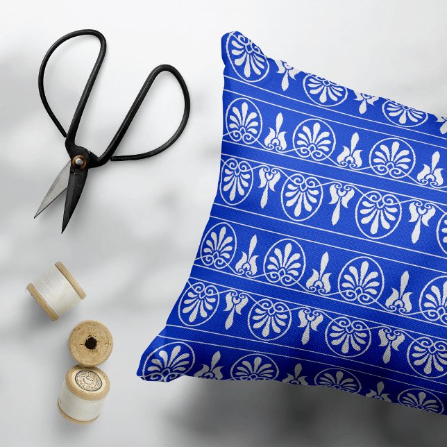 Coussins Décoratifs Motif méditerranéen grec Arabesque bleu (Créateur téléchargé)