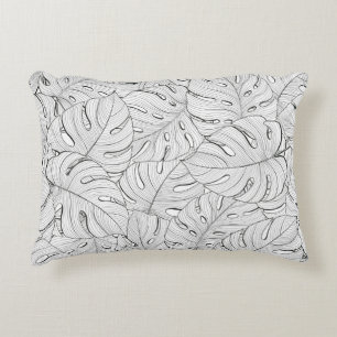 Coussins Décoratifs Motif noir blanc Feuille Monstera